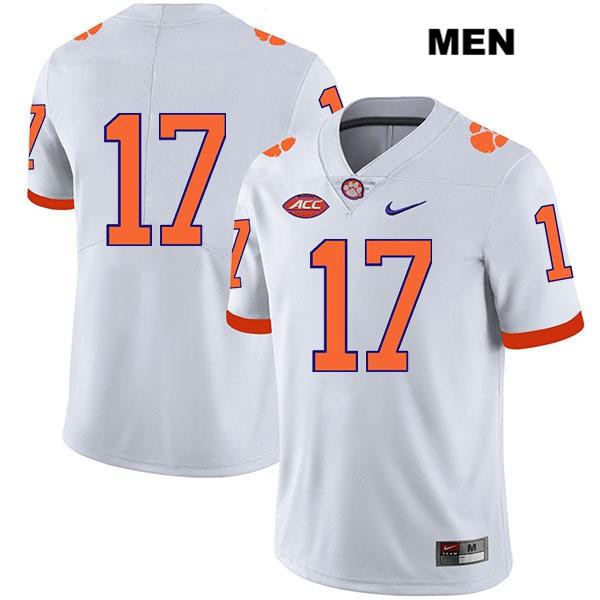 Men's Clemson Tigers #17 Kane Patterson Stitched White Legend Authentic Nike No Name NCAA College Football Jersey AGA8746FG